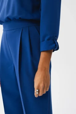 Discount Kobinezon z łezką w dekocie - chabrowy Eleganckie Kombinezony|Kombinezony