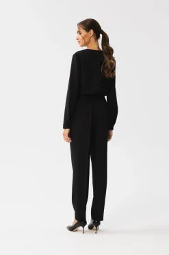 Clearance Kobinezon z łezką w dekocie - czarny Eleganckie Kombinezony|Kombinezony