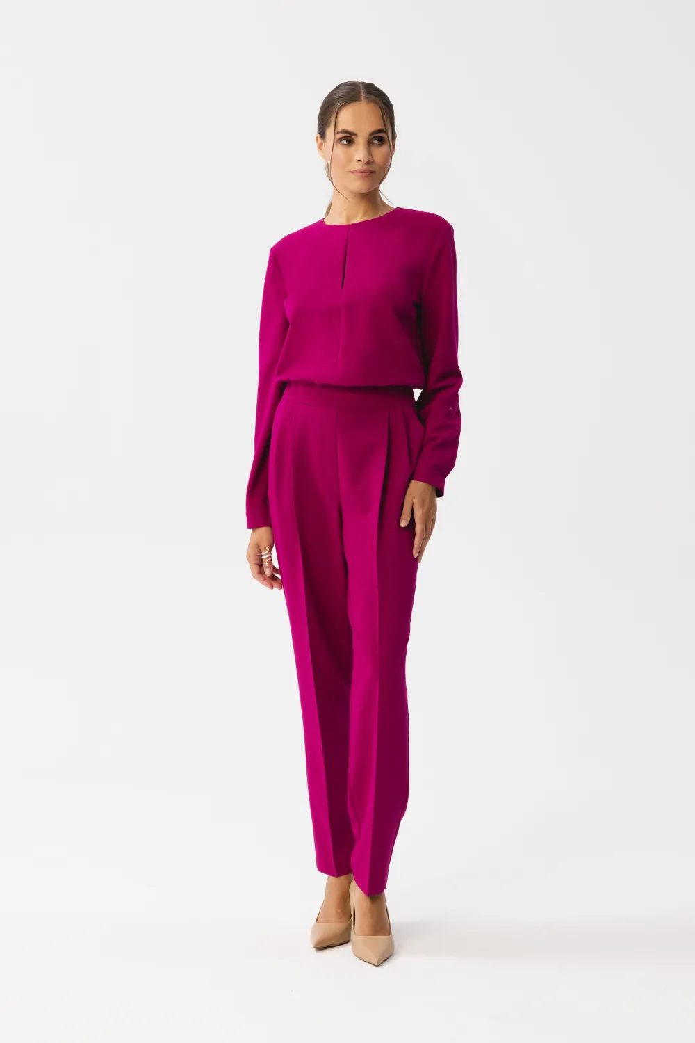 Sale Kobinezon z łezką w dekocie - śiwkowy Eleganckie Kombinezony|Kombinezony