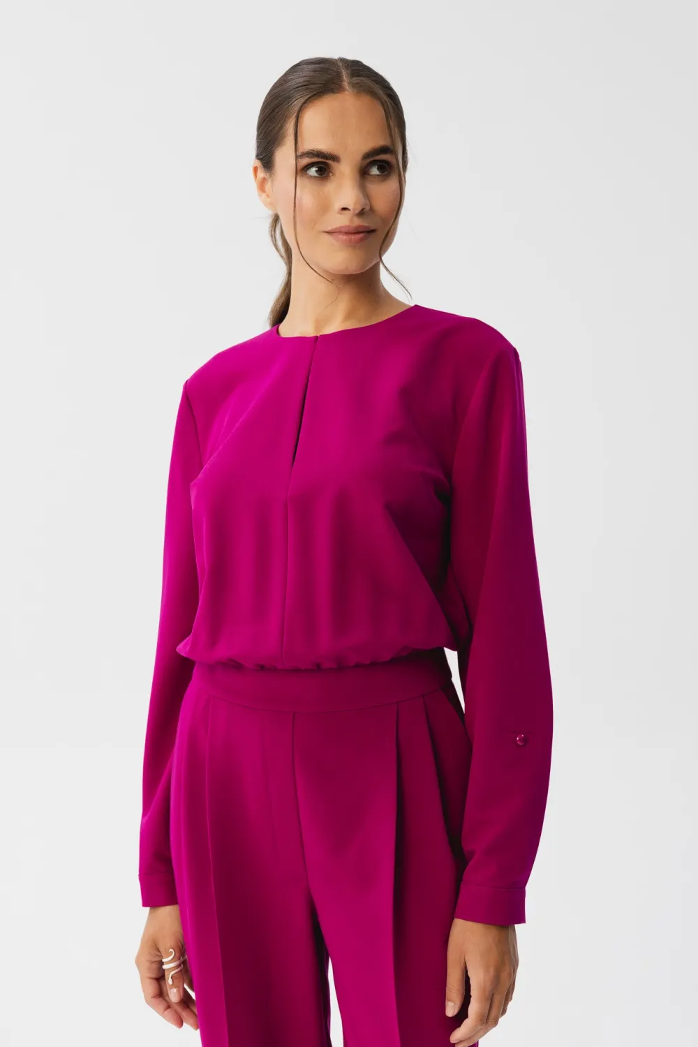 Sale Kobinezon z łezką w dekocie - śiwkowy Eleganckie Kombinezony|Kombinezony