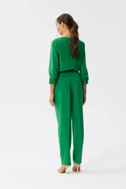 Clearance Kobinezon z łezką w dekocie - oczyto-zieony Eleganckie Kombinezony|Kombinezony
