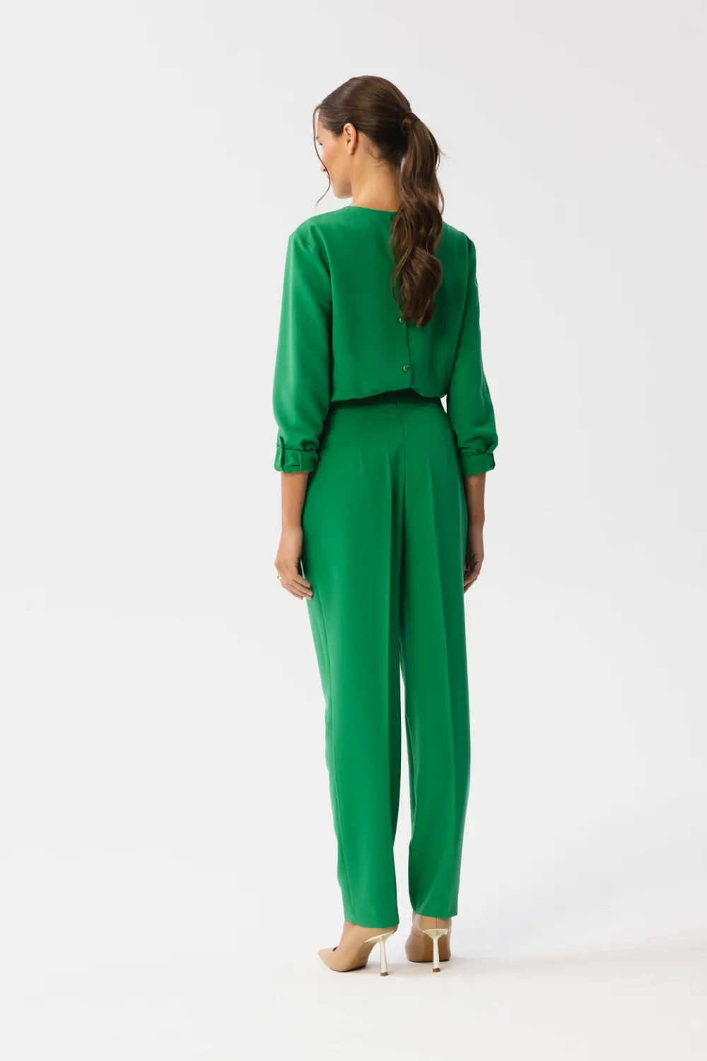 Clearance Kobinezon z łezką w dekocie - oczyto-zieony Eleganckie Kombinezony|Kombinezony