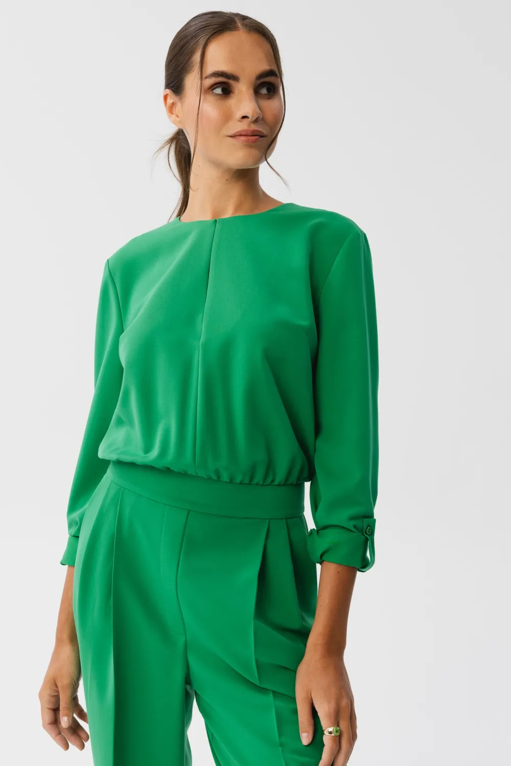 Clearance Kobinezon z łezką w dekocie - oczyto-zieony Eleganckie Kombinezony|Kombinezony
