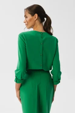 Clearance Kobinezon z łezką w dekocie - oczyto-zieony Eleganckie Kombinezony|Kombinezony
