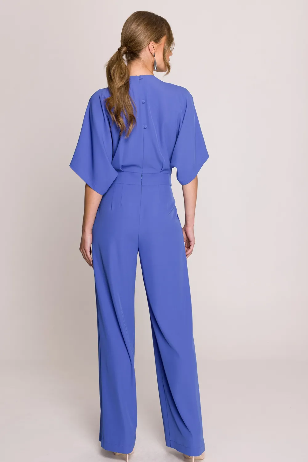 Clearance Kobinezon z kopertowy dekote - niebieki Eleganckie Kombinezony|Kombinezony