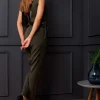 Kombinezon z koronką - khaki Eleganckie Kombinezony|Kombinezony