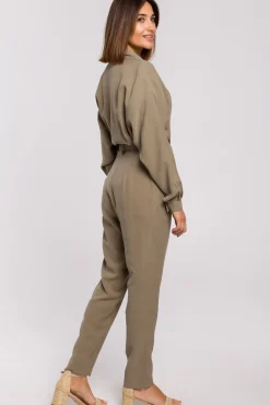 Discount Kombinezon z paskiem - khaki Eleganckie Kombinezony|Kombinezony