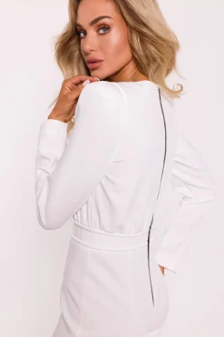 Sale Kobinezon z zerokii nogawkai – ecru Eleganckie Kombinezony|Kombinezony