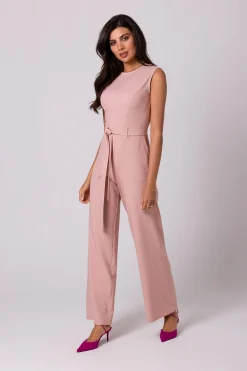 Clearance Kobinezon z zerokii nogawkai - różowy Eleganckie Kombinezony|Kombinezony