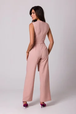 Clearance Kobinezon z zerokii nogawkai - różowy Eleganckie Kombinezony|Kombinezony