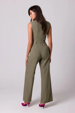 Hot Kobinezon z zerokii nogawkai - oiwkowy Eleganckie Kombinezony|Kombinezony