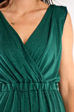 Hot Kobinezon z zerokii nogawkai - butekowa zieeń Eleganckie Kombinezony|Kombinezony