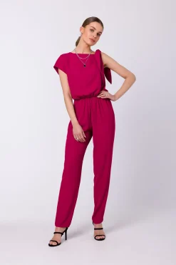 Online Kobinezon z wiązanie na raieniu - śiwkowy Eleganckie Kombinezony|Kombinezony