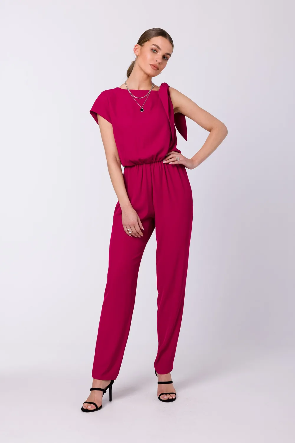 Online Kobinezon z wiązanie na raieniu - śiwkowy Eleganckie Kombinezony|Kombinezony