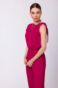 Online Kobinezon z wiązanie na raieniu - śiwkowy Eleganckie Kombinezony|Kombinezony