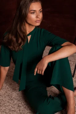 Clearance Kobinezon z wiązanie przy zyi - zieony Eleganckie Kombinezony|Kombinezony