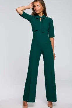 Clearance Kobinezon z wiązanie przy zyi - zieony Eleganckie Kombinezony|Kombinezony