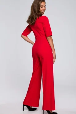Discount Kobinezon z wiązanie przy zyi - czerwony Eleganckie Kombinezony|Kombinezony