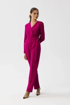 Clearance Kobinezon z wiązanie wokół taii - śiwkowy Eleganckie Kombinezony|Kombinezony