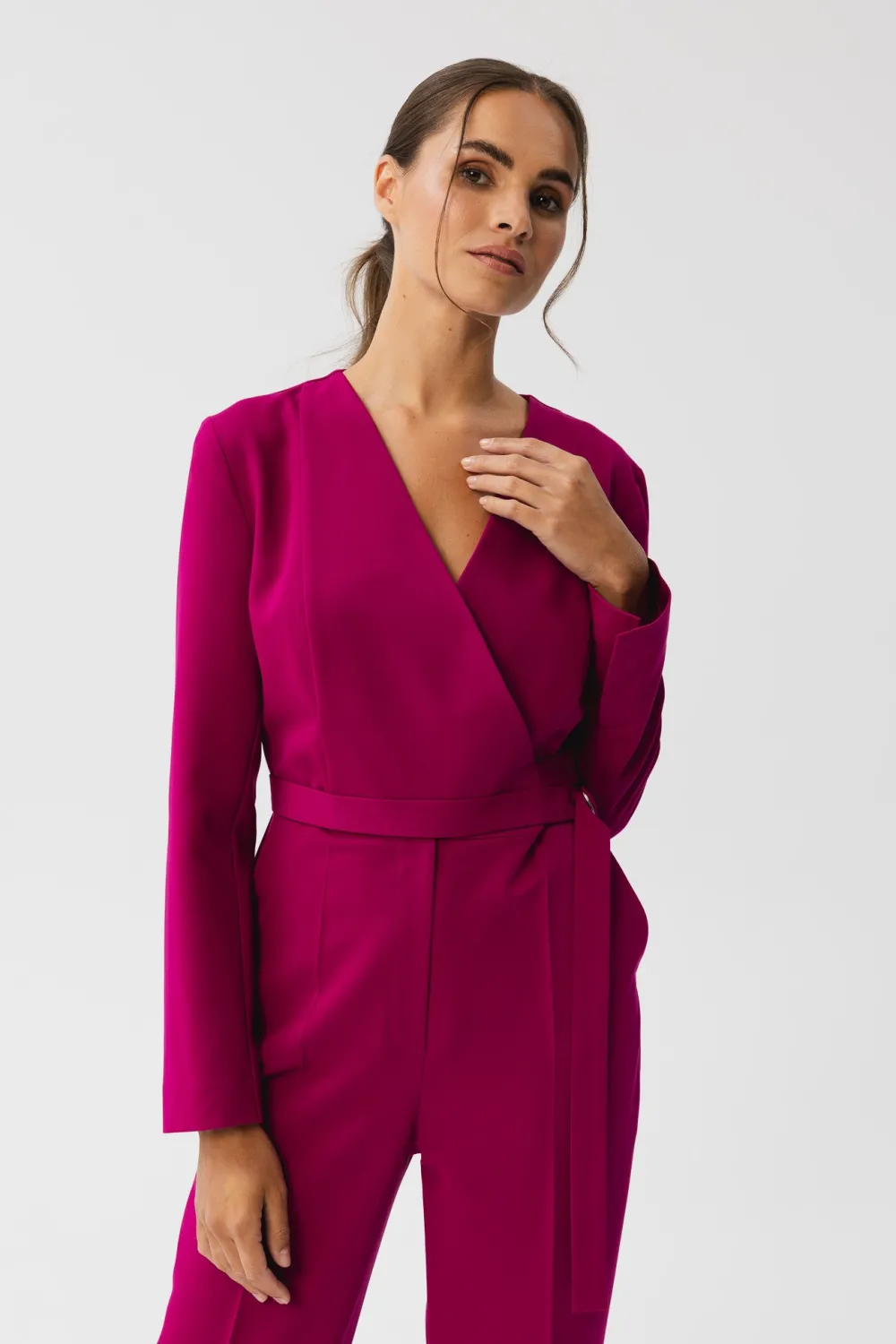 Clearance Kobinezon z wiązanie wokół taii - śiwkowy Eleganckie Kombinezony|Kombinezony