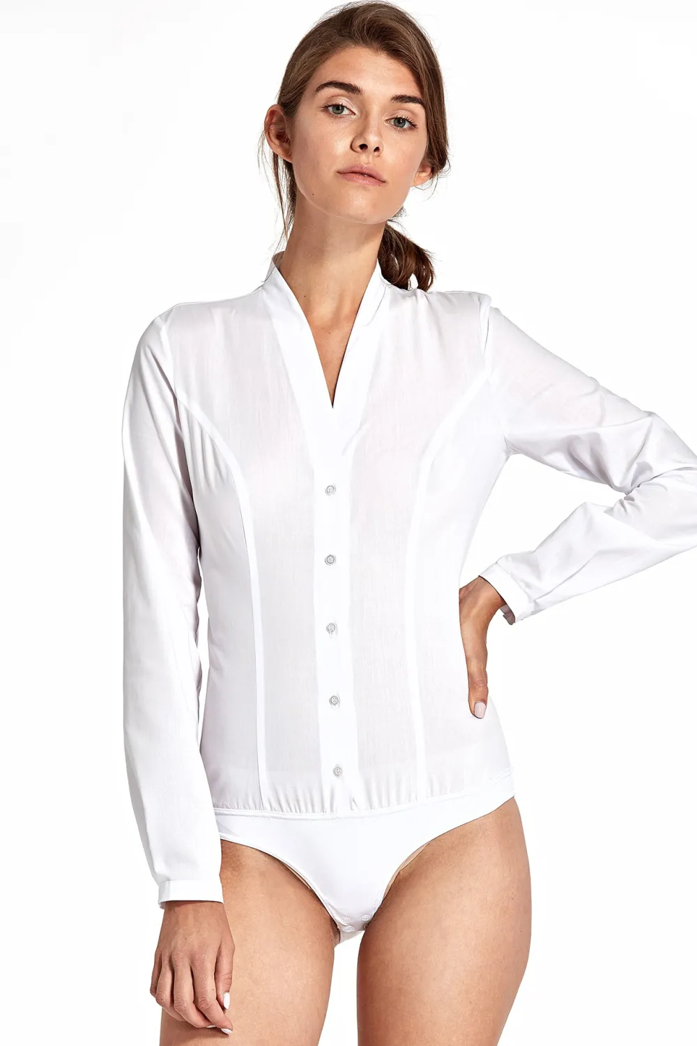 Online Kozua body bez kołnierzyka - biała Do Pracy|Koszule