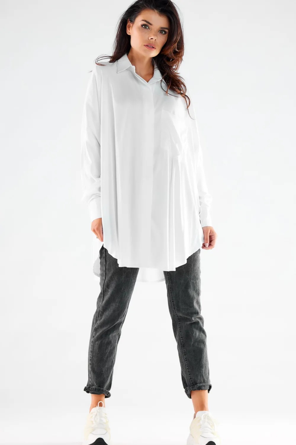 Clearance Koszula oversize o luźnym kroju - biała Koszule