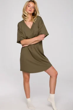 Sale Koszulka nocna z dekoltem V - khaki Koszule Nocne
