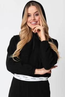 Outlet Krótka buza z ogowaną guą - czarna Odzież Casualowa|Bluzy