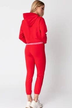 Hot Krótka buza z ogowaną guą - czerwona Odzież Casualowa|Bluzy