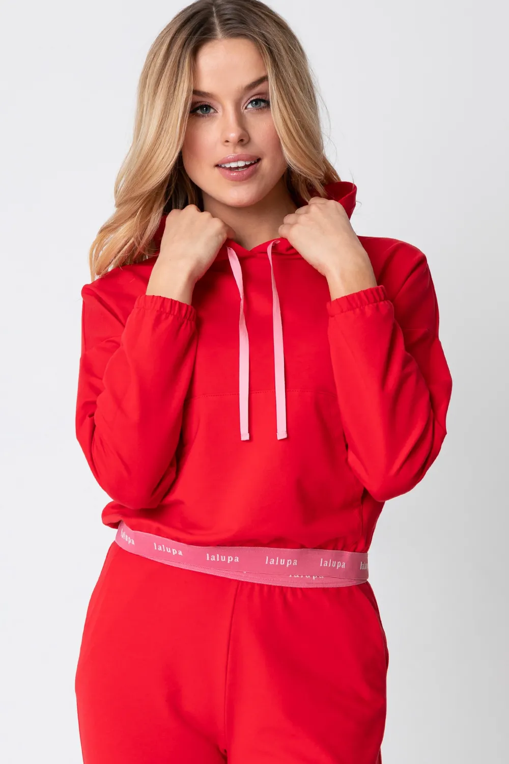 Hot Krótka buza z ogowaną guą - czerwona Odzież Casualowa|Bluzy