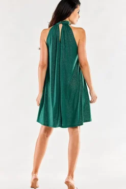 New Krótka ukienka rozkozowana - butekowa zieeń Sukienki Koktajlowe|Sukienki