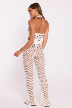 Discount Krótki ażurowy top - ecru Bluzki
