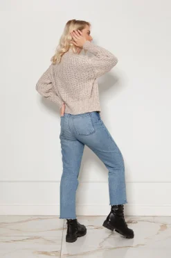 New Krótki sweter bez zapięcia - beżowy Swetry
