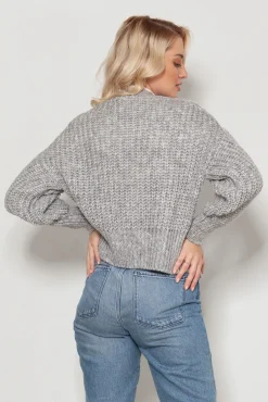 Sale Krótki sweter bez zapięcia - szary Swetry