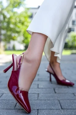 Best Lakierowane czółenka slingback Zola - bordowe Czółenka|Buty
