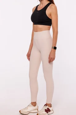 Clearance egginy prążkowane puhup z wyoki tane - janobeżowe Legginsy|Odzież Casualowa