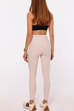 Clearance egginy prążkowane puhup z wyoki tane - janobeżowe Legginsy|Odzież Casualowa