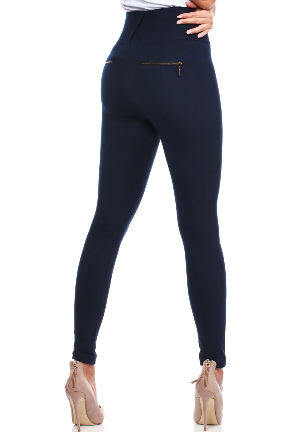 Discount egginy z wyoką guą i zaeczkai - granatowe Legginsy