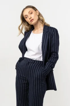 Discount niana arynarka w deikatne prążki - granatowa Marynarki