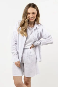 New uźna bawełniana kozua z kołnierzykie - biała Koszule