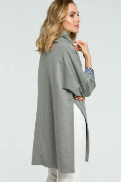 Best Luźna bluza z wysokim kołnierzem - szara Bluzy