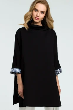 Clearance Luźna bluza z wysokim kołnierzem - czarna Bluzy