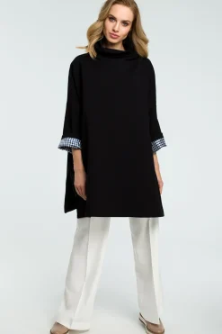 Clearance Luźna bluza z wysokim kołnierzem - czarna Bluzy