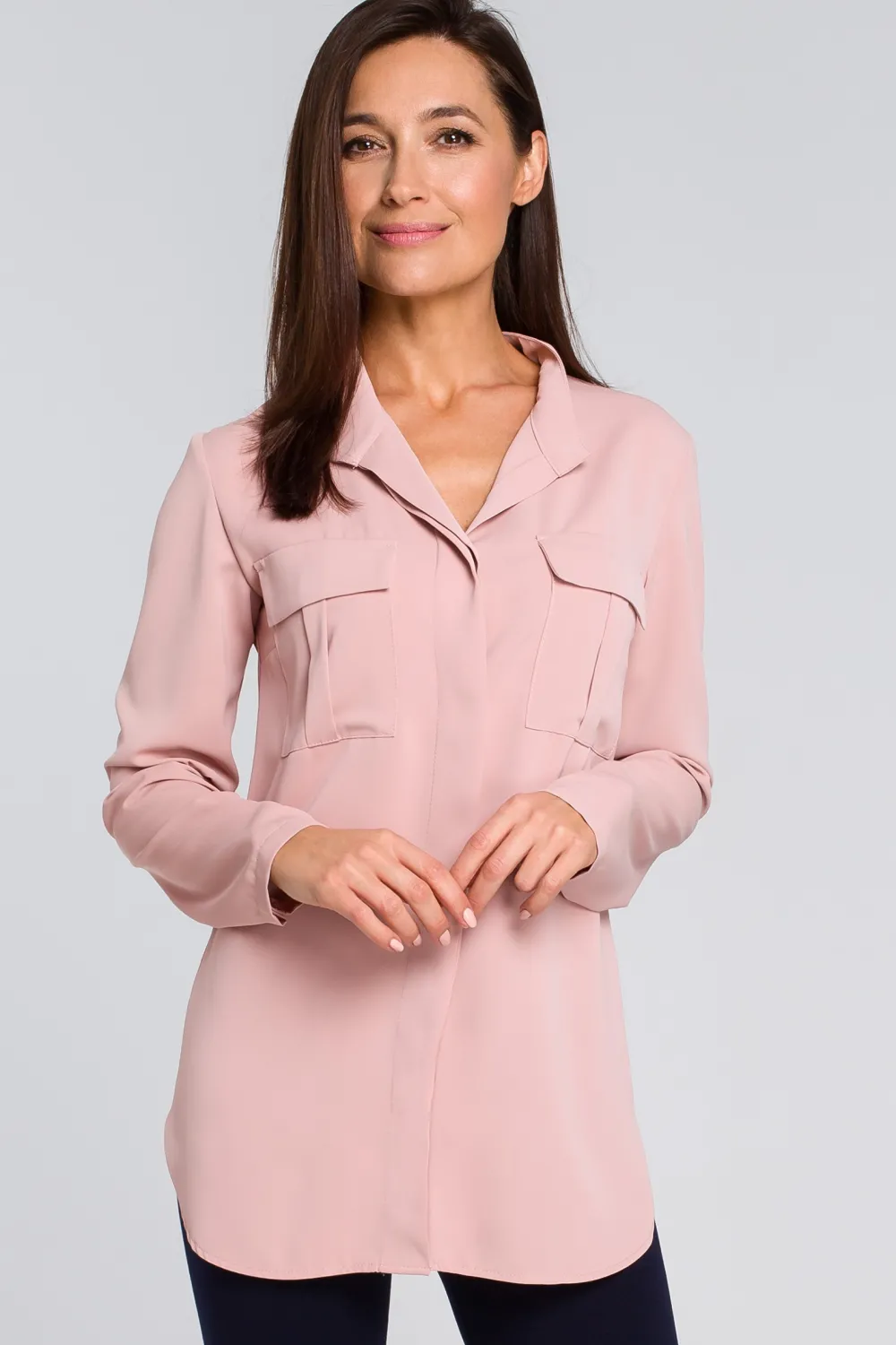 Clearance Luźna bluzka koszulowa - pudrowa Bluzki