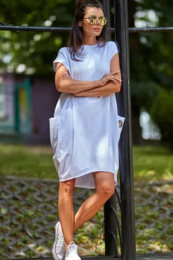 Discount uźna ukienka z krótki rękawe - biała Dobry Skład|Sukienki