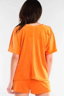 Clearance uźne zorty z weuru - poarańczowe Spodenki