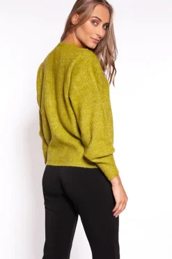 Clearance Luźny krótki kardigan z guzikami - jasny zielony Swetry