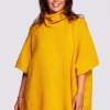 Sale Luźny sweter typu ponczo - miodowy Swetry