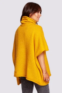 Sale Luźny sweter typu ponczo - miodowy Swetry