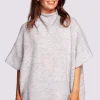 Clearance Luźny sweter typu ponczo - szary Swetry